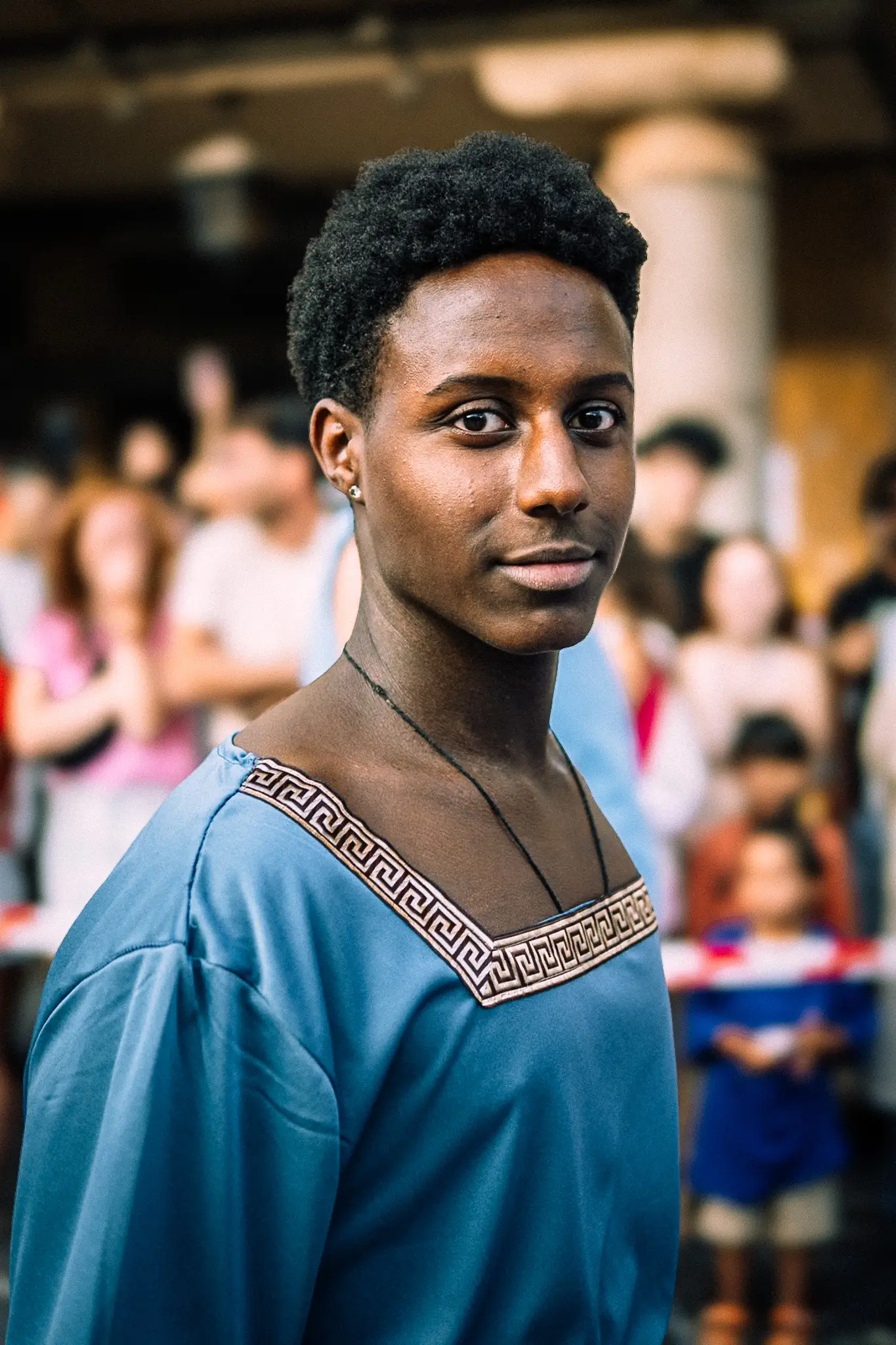Retrato de un joven romano con túnica azul