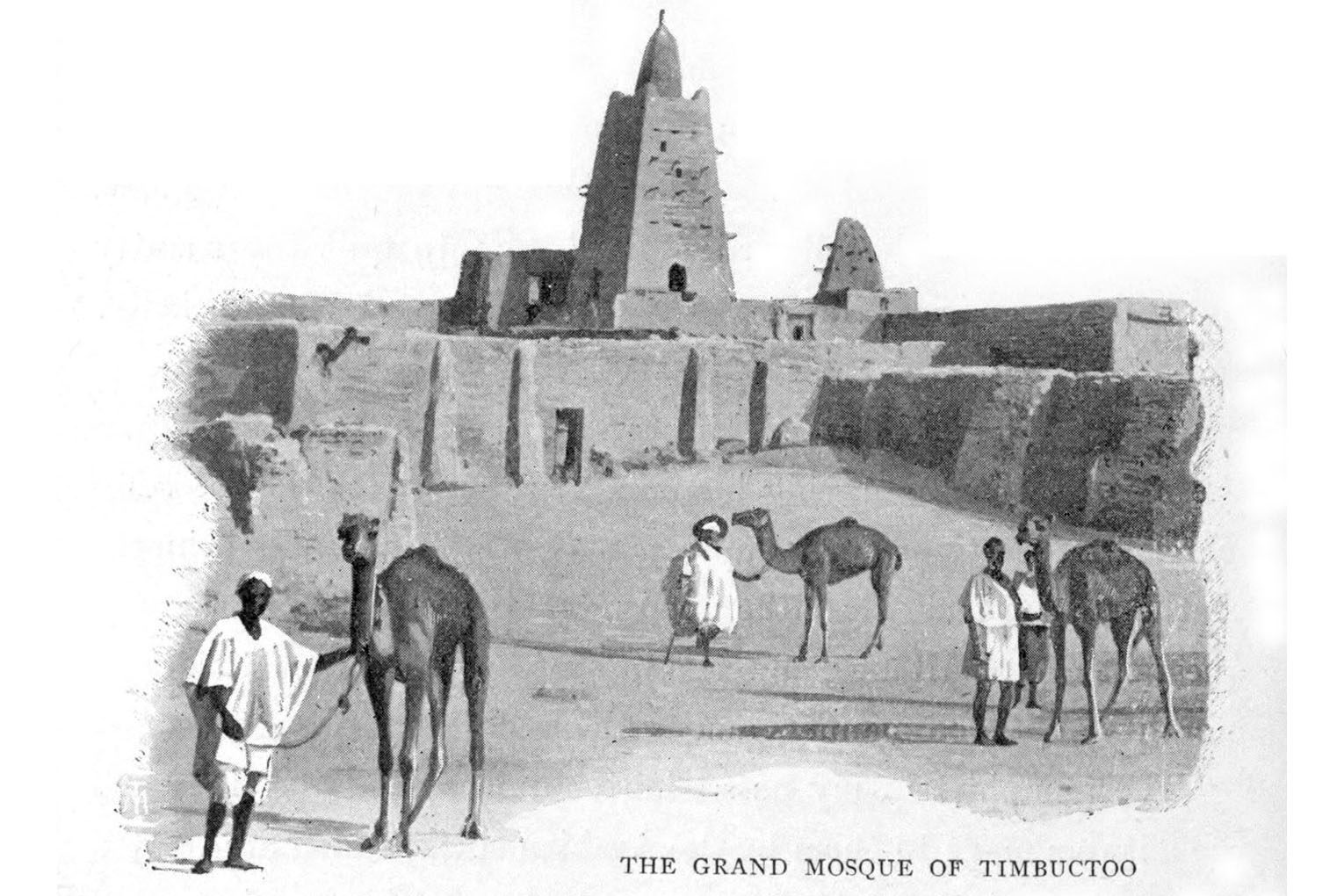 Ilustración de la gran mezquita de Tombuctú en el siglo XIX