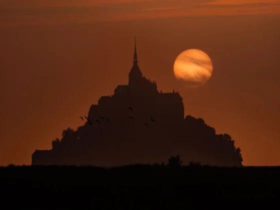 Puesta de sol en el Monte Saint Michel