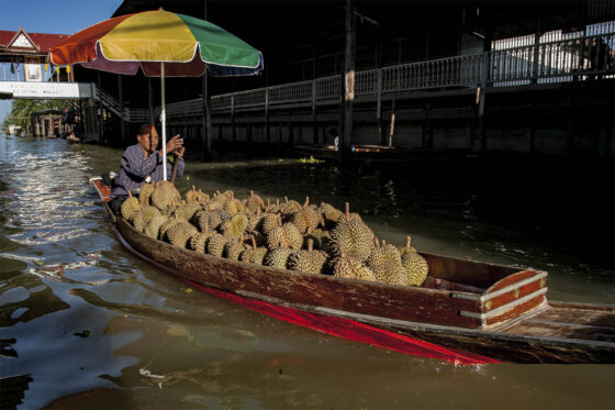 Canoa con el fruto Durian | © Rafael Bastante