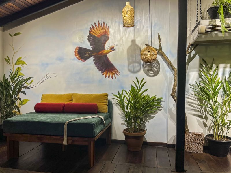 Habitación suite decorada con el ave Hoatzin - Chenchena (Opisthocomus hoazin) en la Hacienda Los Almendros | © Annaïs Pascual
