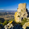 Vista del castillo de Quéribus, Francia