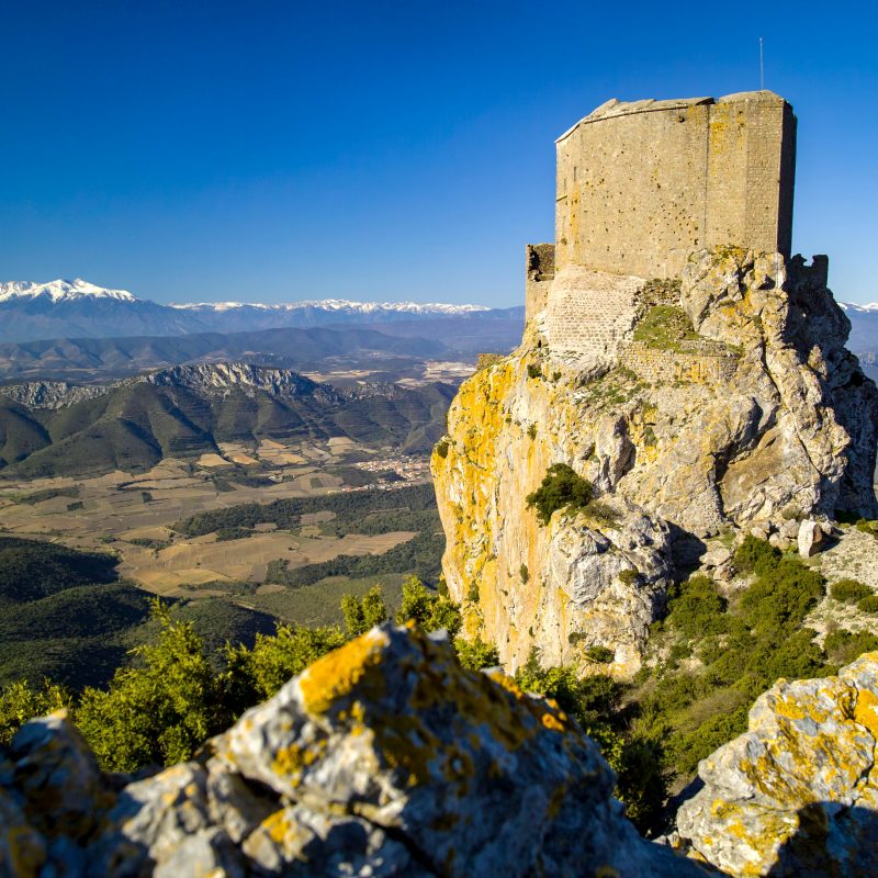 Vista del castillo de Quéribus, Francia
